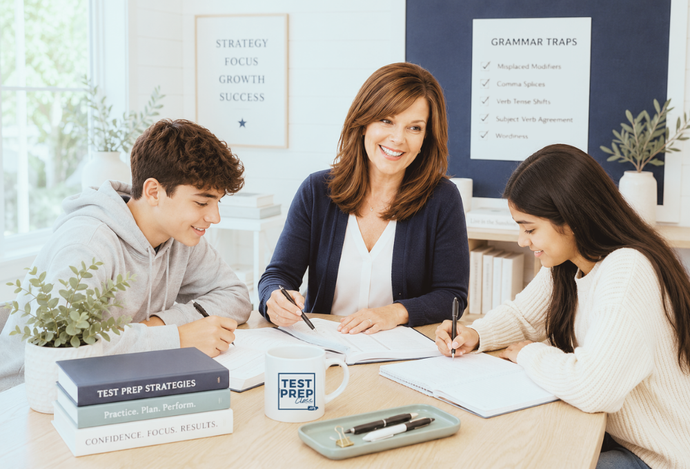 Students working with teacher